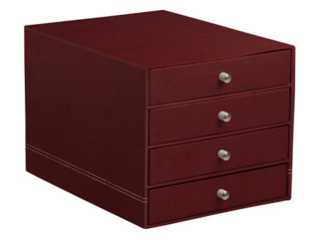 RHODIA Trieur 4 tiroirs, en simili cuir, lie de vin