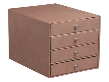 RHODIA Trieur 4 tiroirs, en simili cuir, bois de rose