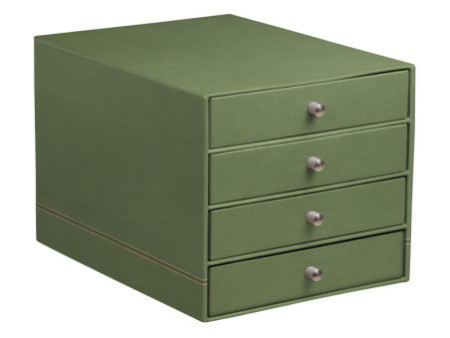 RHODIA Trieur 4 tiroirs, en simili cuir, sauge