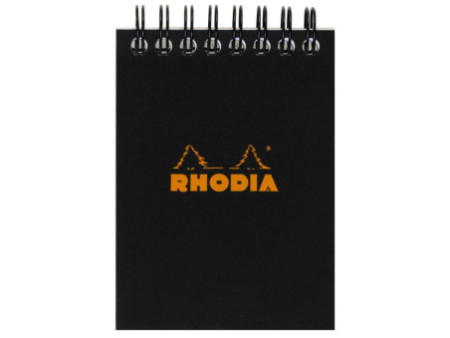 RHODIA Bloc spiralé No. 11, A7, quadrillé 5x5, noir