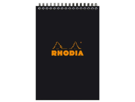 RHODIA Bloc spiralé No. 16, format A5, quadrillé 5x5, noir