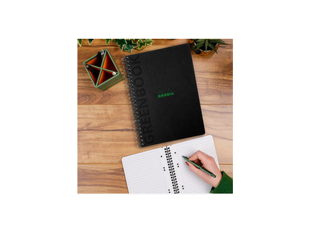 RHODIA Cahier à spirale GREENPAD, A4+, quadrillé, noir