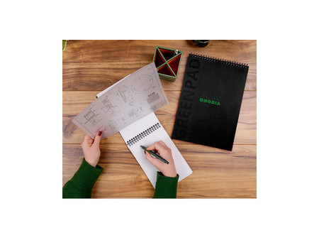 RHODIA Bloc reliure intégrale GREENPAD, A5+, ligné, noir