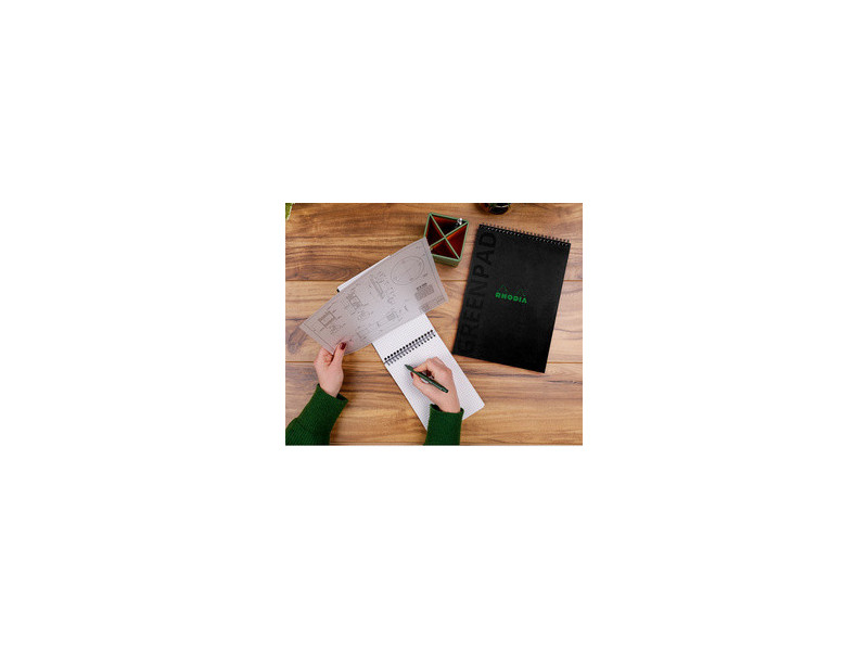 RHODIA Bloc reliure intégrale GREENPAD, A5+, ligné, noir