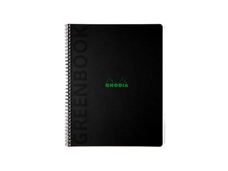 RHODIA Cahier à spirale GREENPAD, A4+, ligné, noir