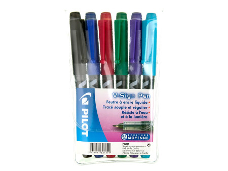 PILOT Stylo feutre V Sign Pen, étui de 6 pièces