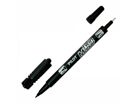 PILOT Marqueur permanent Twin Marker, extra fin, noir