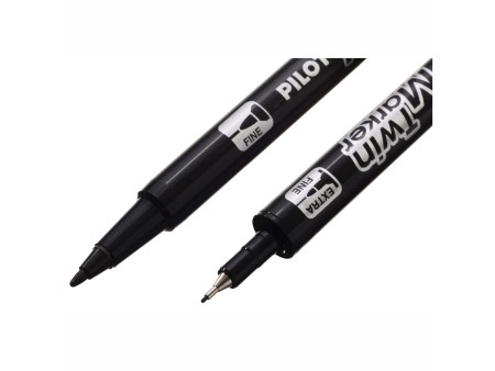 PILOT Marqueur permanent Twin Marker, extra fin, noir
