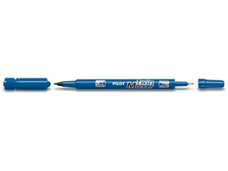 PILOT Marqueur permanent Twin Marker, extra fin, bleu