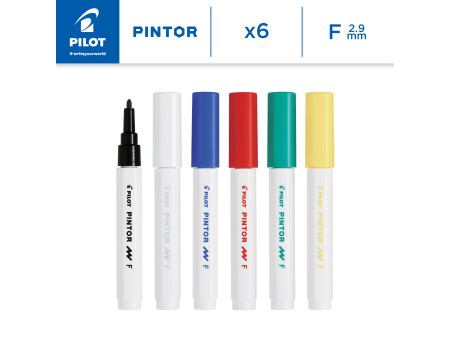 PILOT Marqueur à pigment PINTOR, fin, set de 6 'CLASSIC'