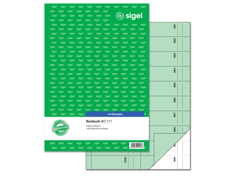 sigel Bloc de bons 'Carnet de bons', A4, 1000 coupons, vert