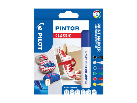 PILOT Marqueur à pigment PINTOR, medium, set de 6 'CLASSIC'
