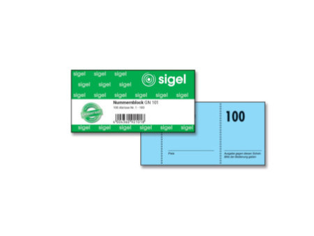 sigel Bloc de tickets numérotés 1-100, 105 x 50 mm,
