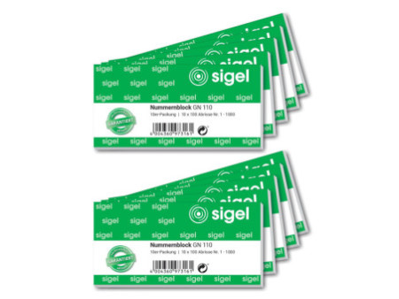 sigel Bloc de tickets numérotés 1-1000, 105 x 50 mm