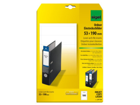 sigel Etiquette PC pour classeur, dos large, 53 x 190 mm
