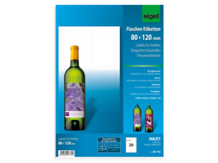 sigel Etiquette pour bouteilles, 80 x 120 mm, 85 g/m2