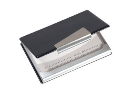 sigel étui pour cartes de visite 'aluminium/imitation cuir'