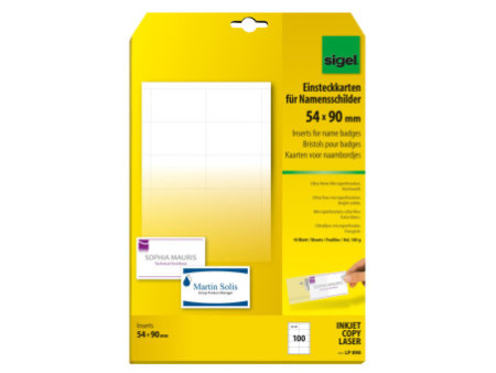 sigel Badges PC pour porte-badges, 54 x 90 mm