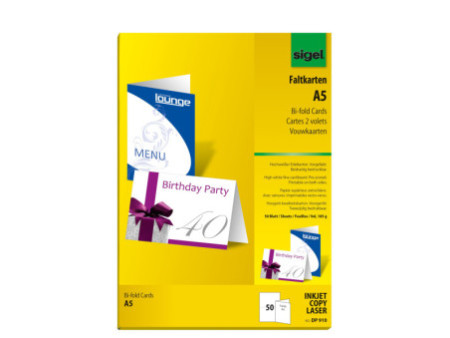 sigel cartes 2 volets, A5 (A4), 185 g/m2, extra blanc