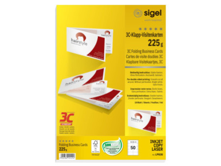 sigel cartes de visite doubles 3C, 90/180 x 55 mm, extra