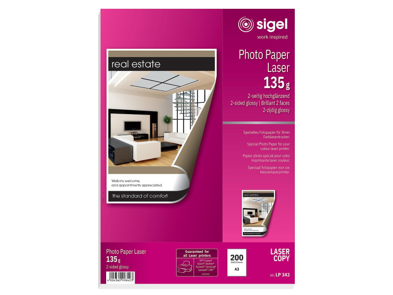 sigel Papier photo, A3, 135 g/m2, glossy recto-verso