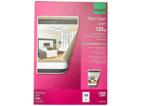 sigel Papier photo, A4, 135 g/m2, glossy recto-verso