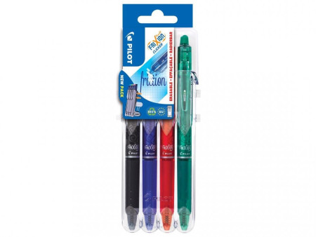 PILOT Stylo roller FRIXION BALL CLICKER 07 Set2Go, étui de 4