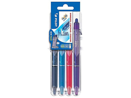 PILOT Stylo roller FRIXION BALL CLICKER 07 Set2Go, étui de 4