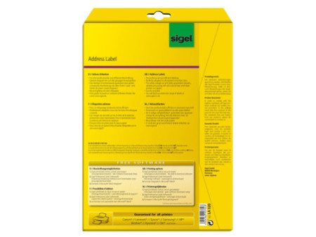 sigel étiquettes adresse, 63,5 x 38,1 mm, blanches, petit