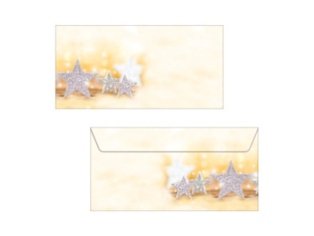 sigel Enveloppe à motif de Noël 'Glitter Stars', format long