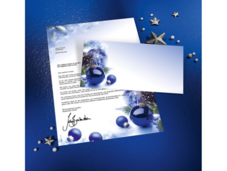 sigel Enveloppe à motif de Noël 'Blue Harmony', format long