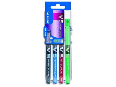 PILOT Stylo roller Hi-Tecpoint V5 Set2Go, étui de 4