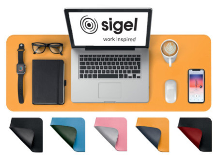 sigel Sous-main, similicuir, enroulable, jaune/gris