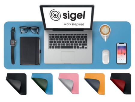 sigel Sous-main, similicuir, enroulable, bleu/vert