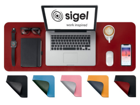 sigel Sous-main, similicuir, enroulable, noir/rouge