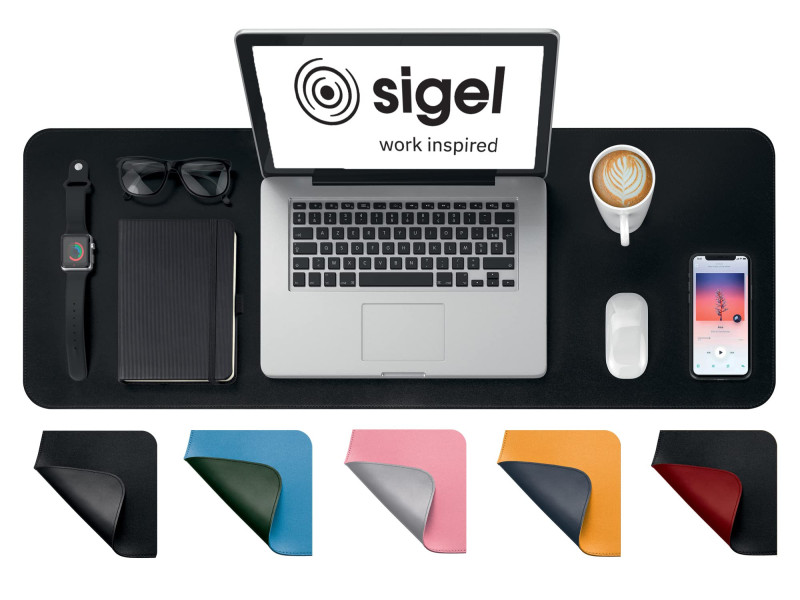 sigel Sous-main, similicuir, enroulable, noir