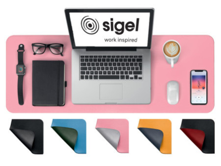 sigel Sous-main, similicuir, enroulable, rose/argent