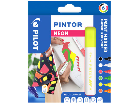 PILOT Marqueur à pigment PINTOR, medium, set de 6 'FLUO'