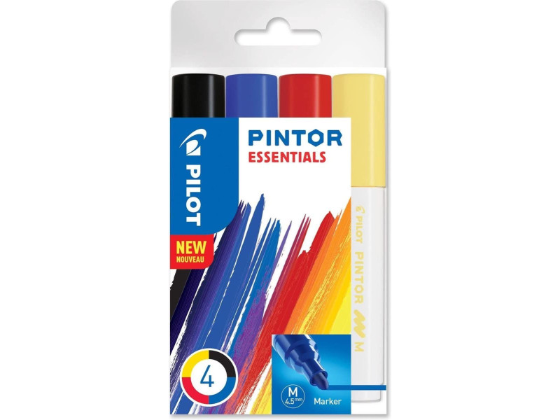 PILOT Marqueur à pigment PINTOR, medium, set de 4 ESSENTIALS