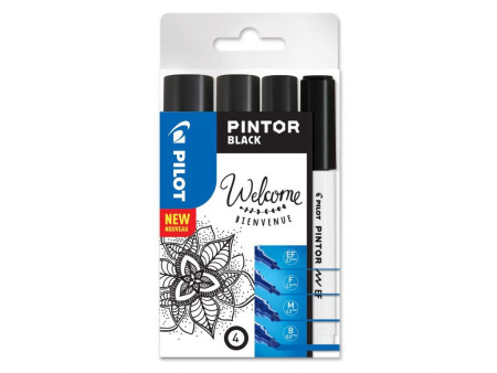 PILOT Marqueur à pigment PINTOR, medium, set de 4 'BLACK'