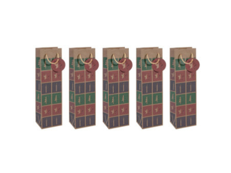 sigel Sac cadeau Noël pour bouteille 'Cut-out style', kraft