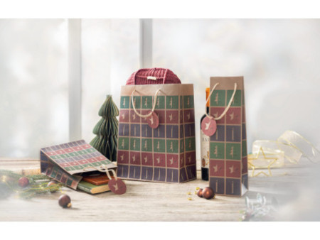 sigel Sac cadeau Noël pour bouteille 'Cut-out style', kraft
