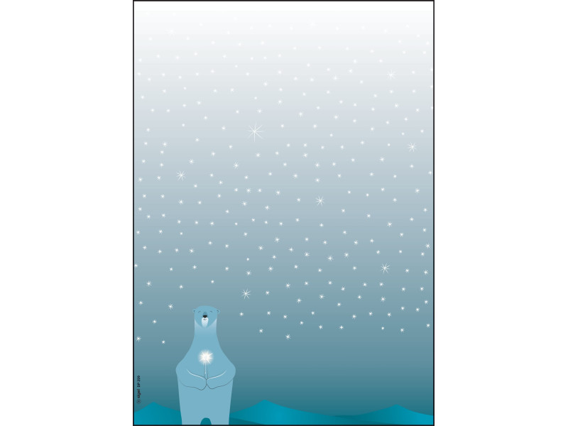 sigel Papier à motif de Noël 'Polar bear with candle', A4