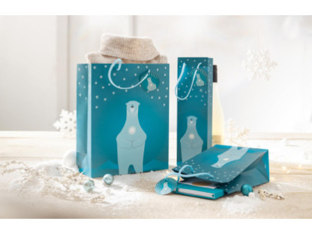 sigel Sac cadeau de Noël 'Polar bear with candle', grand