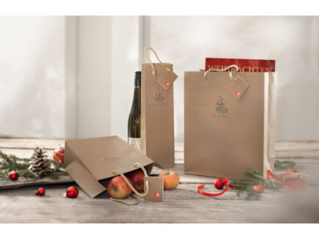 sigel Sac de Noël pour bouteille 'Christmas with apples'