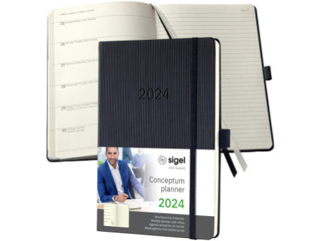 sigel Agenda planning Conceptum 2026, env. A5, noir