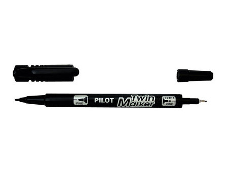 PILOT Marqueur permanent Twin Marker, BONUS PACK, noir