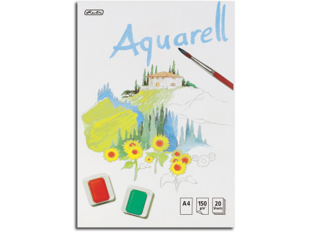 herlitz Bloc de papier aquarelle, 210 x 298 mm, contenu: 20