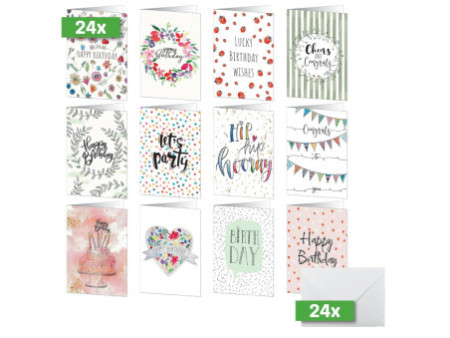 sigel Set de cartes d'anniversaire ' Happy Birthday'