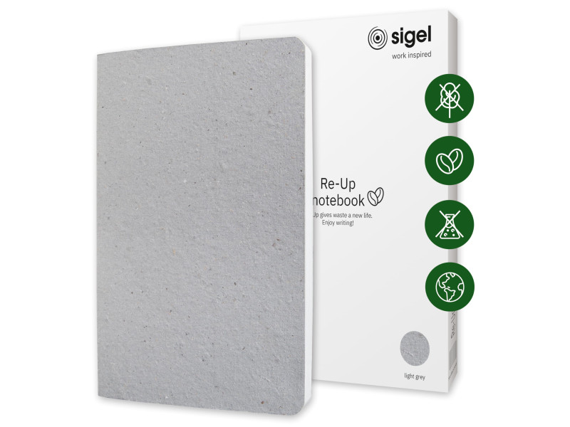 sigel Carnet de notes Re-Up, A5, quadrillé, gris clair